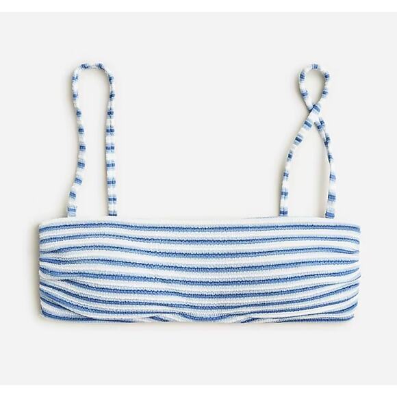 J.Crew Textured Bandeau Bikini Top Women's Plus 3X Blue White Striped NWT - Picture 1 of 8